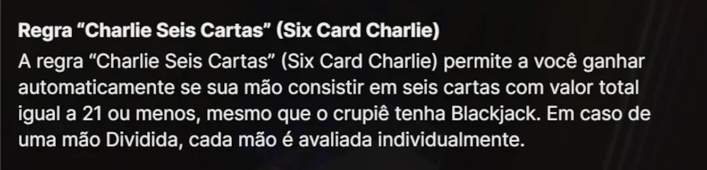 Infinite Blackjack Six Card Charlie